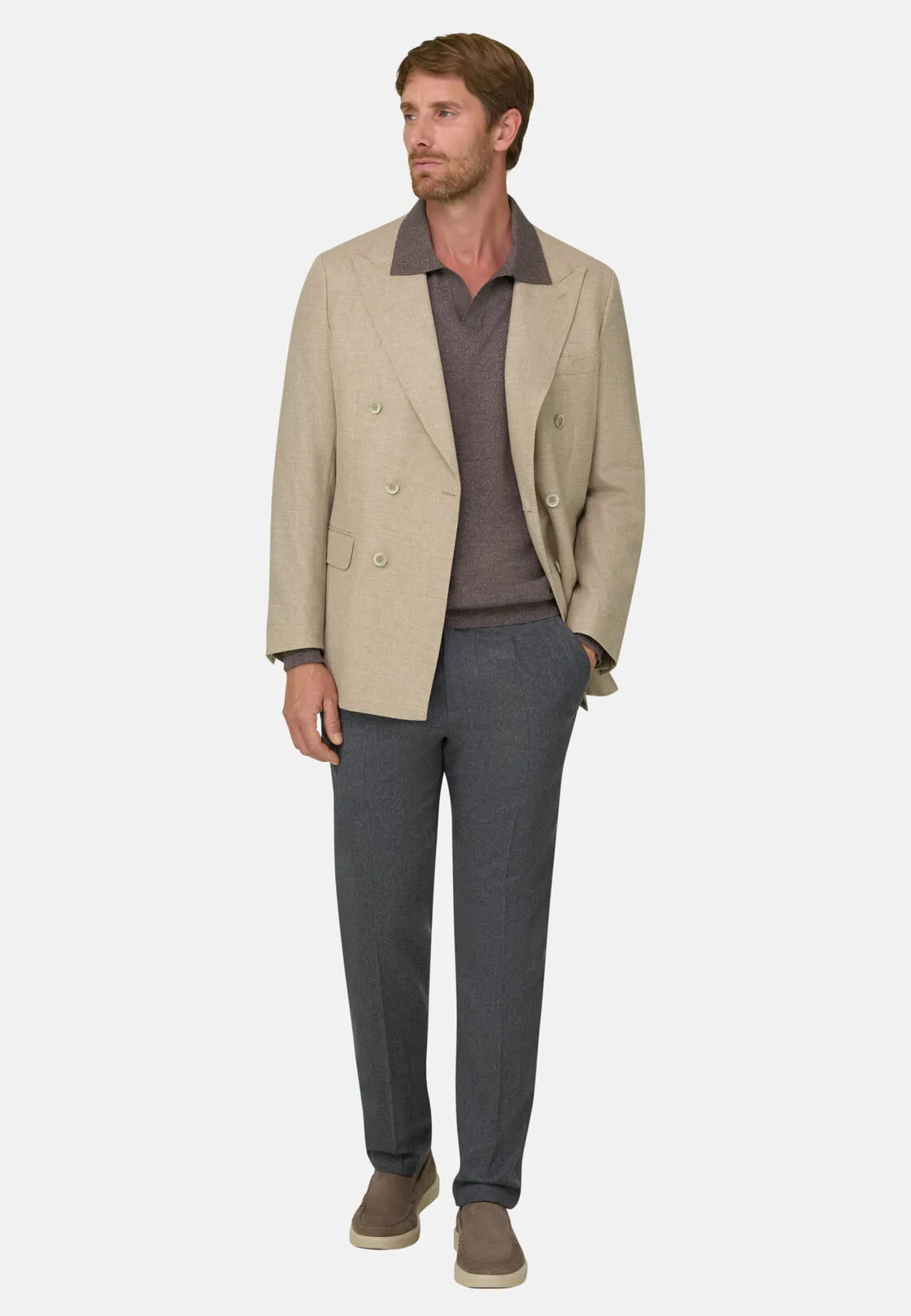 Boggi, Giacca Doppio Petto In Lana Cashmere, Uomo, Beige, Taglia: 54 - immagine 2