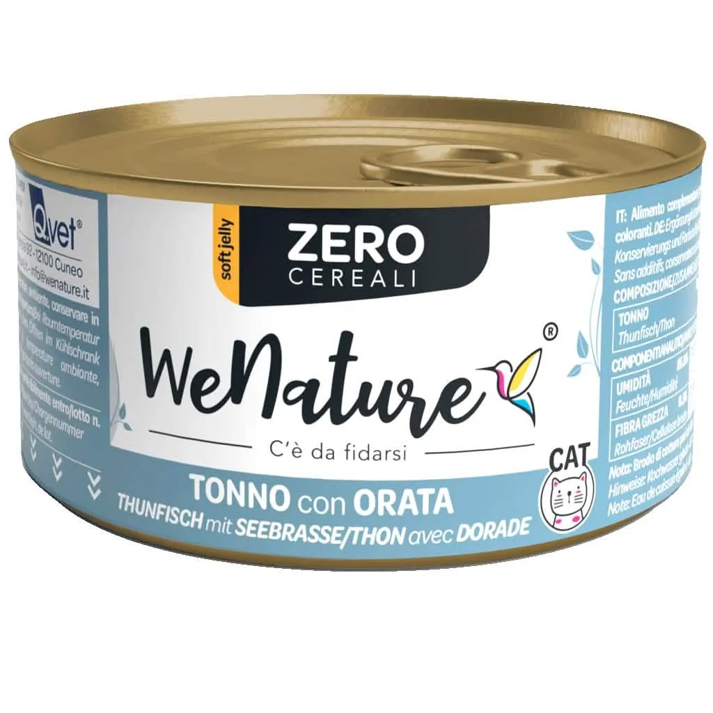 WENATURE GATTO ZERO CEREALI LATTINA IN JELLY ADULTO TONNO & ORATA 85 GR - immagine 1