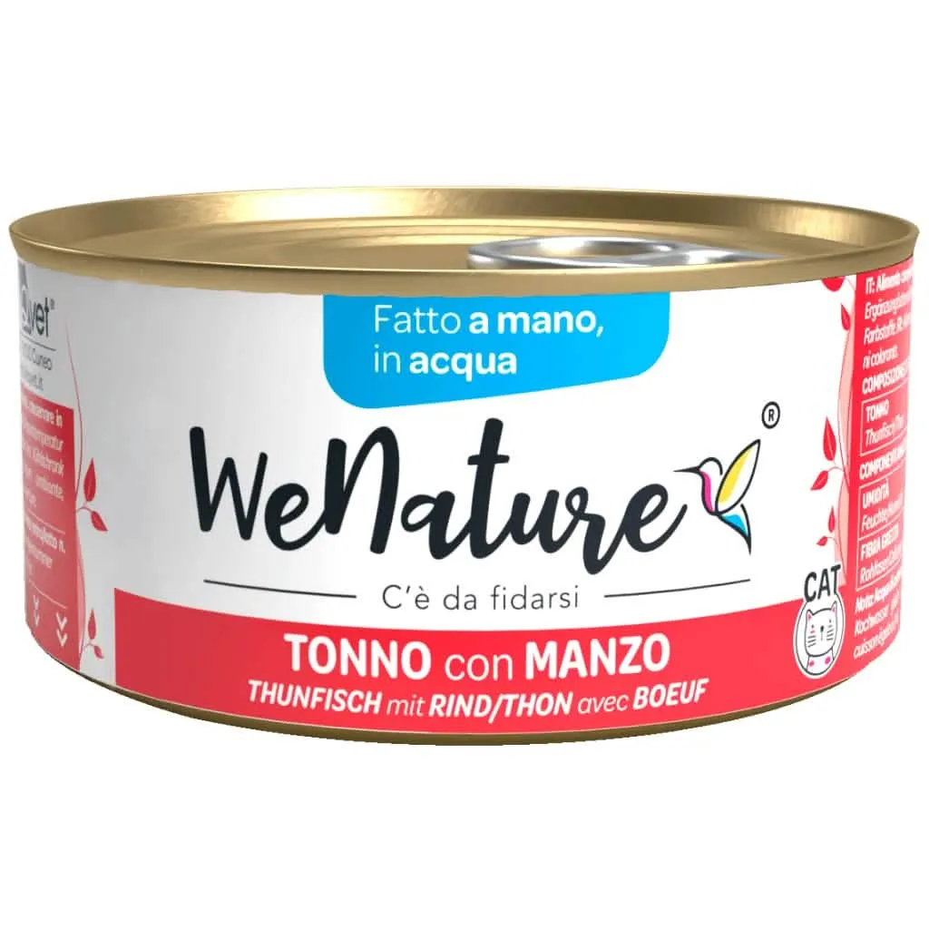 WENATURE GATTO LATTINA IN ACQUA DI COTTURA ADULTO TONNO & MANZO 85 GR - immagine 1