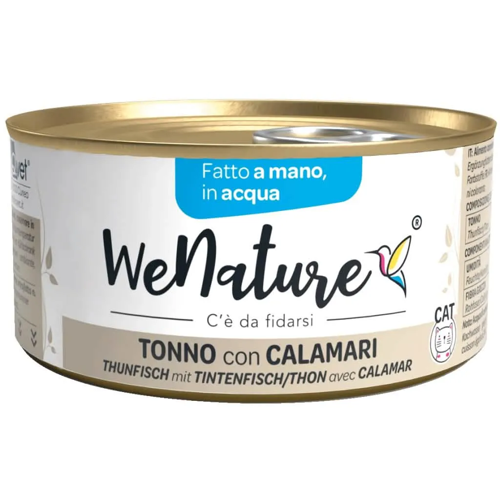 WENATURE GATTO LATTINA IN ACQUA DI COTTURA ADULTO TONNO & CALAMARI 85 GR - immagine 1