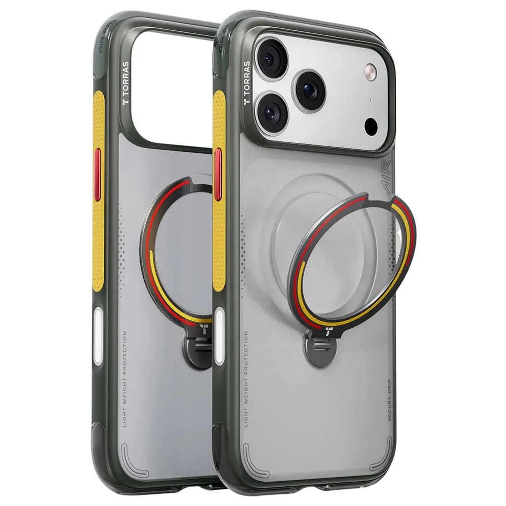 Custodia MagSafe per Apple iPhone 18 Pro / 17 Pro, Torras, Ostand Q3 Air Football, Grigio - immagine 1