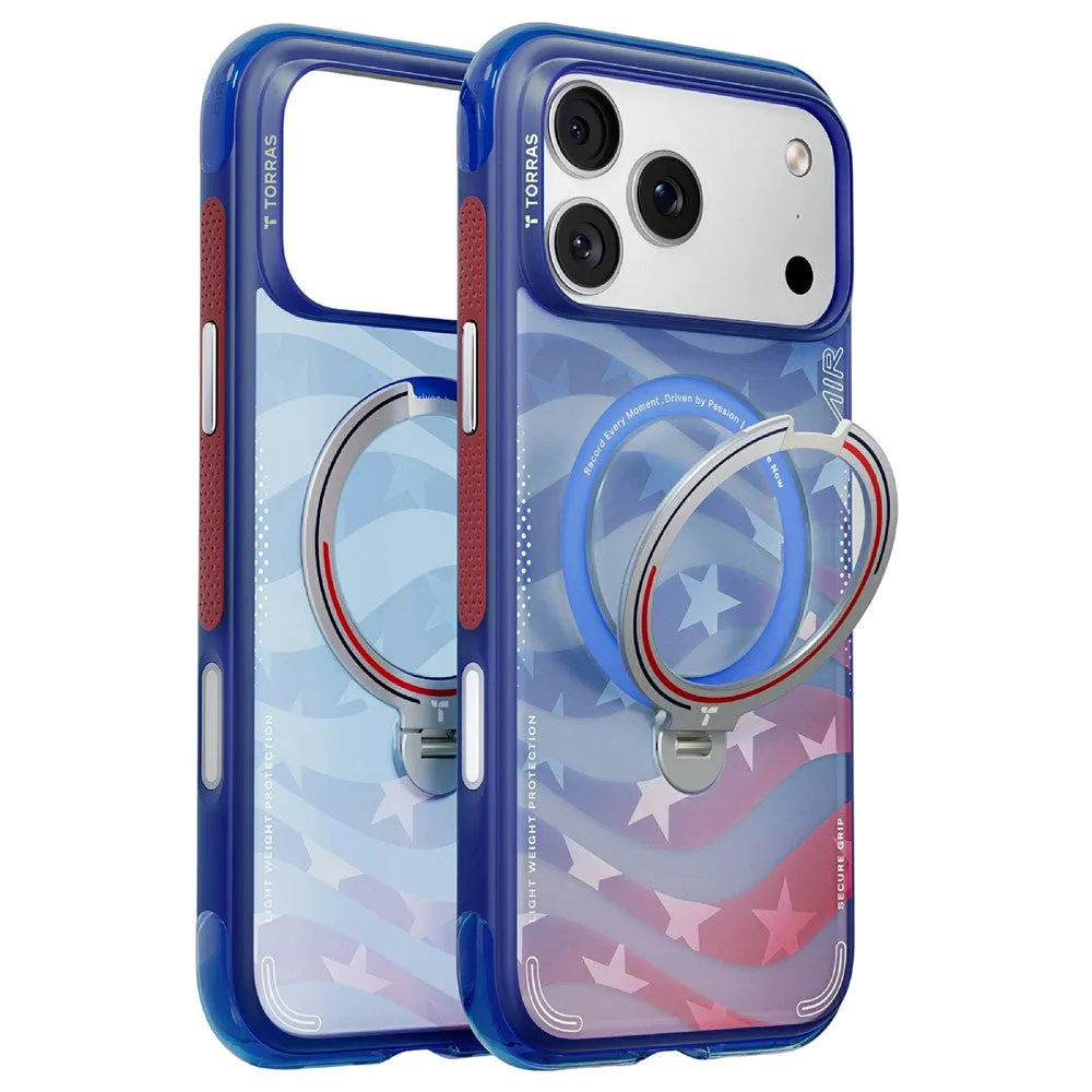 Custodia MagSafe per Apple iPhone 18 Pro Max / 17 Pro Max, Torras, Ostand Spin Air Football, Blu - immagine 1