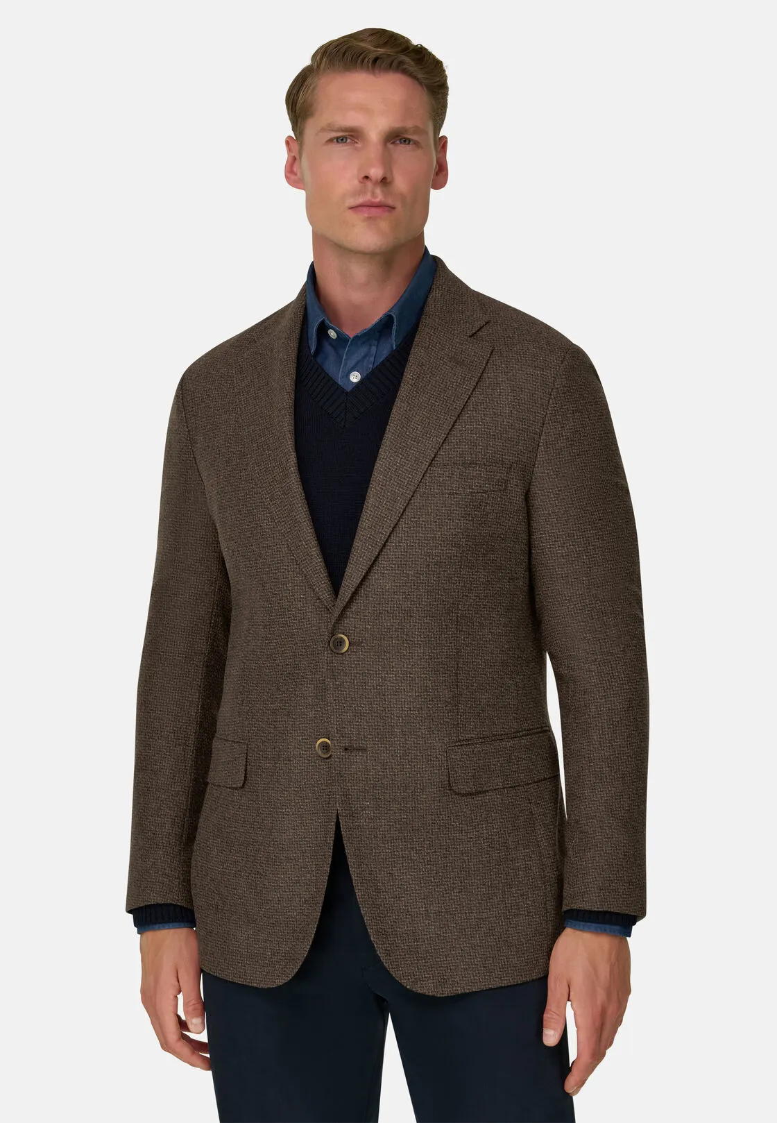 Boggi, Giacca Micro Fantasia In Lana Cashmere, Uomo, Marrone, Taglia: 56 - immagine 1