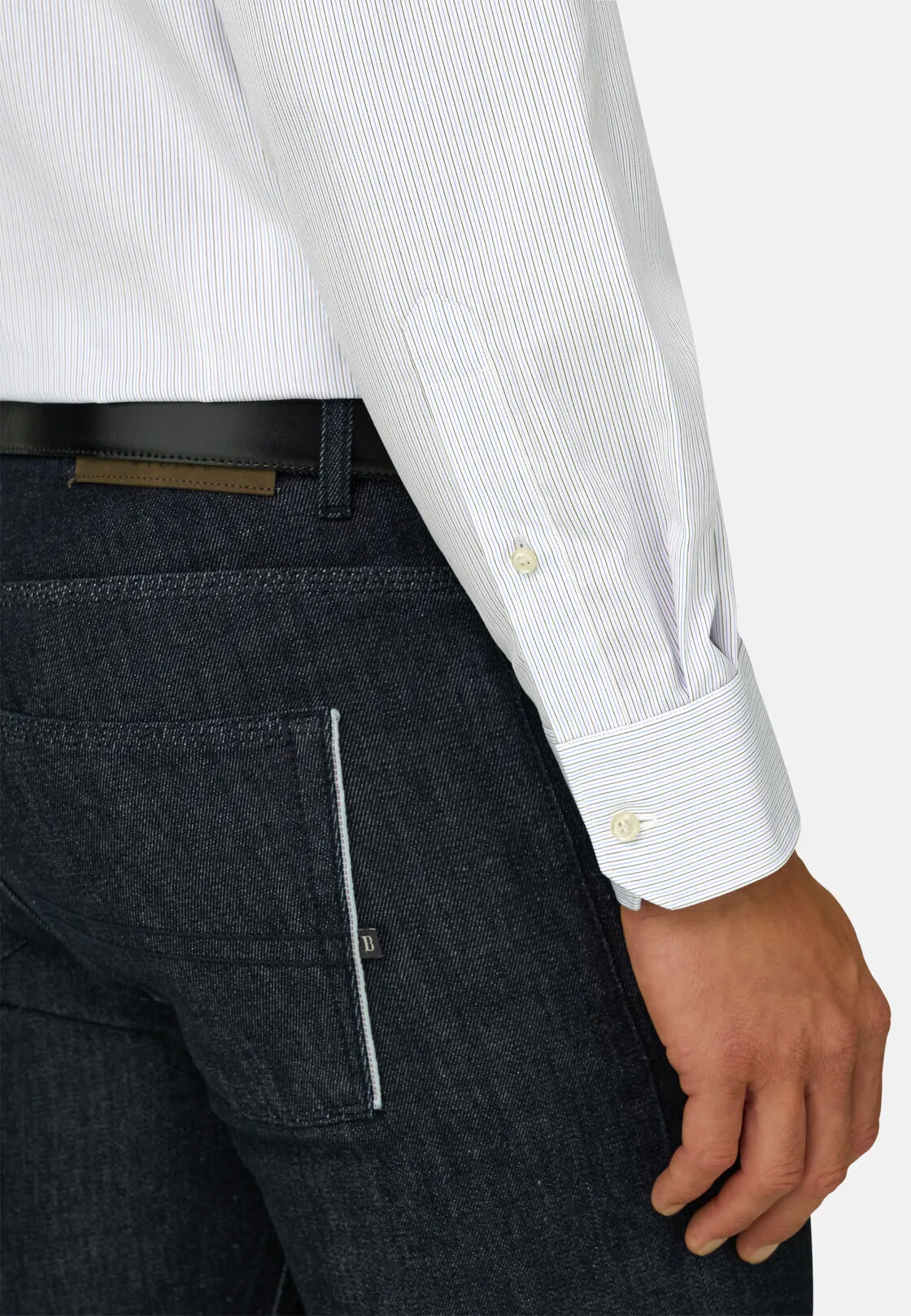Boggi, Camicia A Righe In Cotone Non-iron Slim Fit, Uomo, Marrone, Taglia: 37 - immagine 4