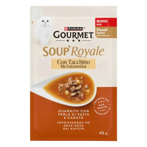 Purina Gourmet Soup Royale Filetti in brodo di cottura 45 gr Tacchino - confezione da 12 pezzi - Cibo umido per gatti - immagine 1