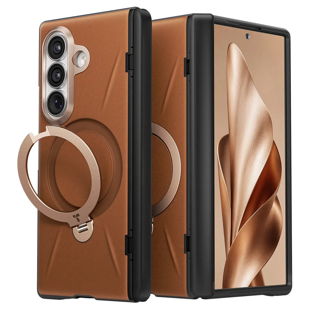 Custodia MagSafe per Samsung Galaxy Z Fold8 Ultra F976, Torras, QPRO Leather, Marrone - immagine 1