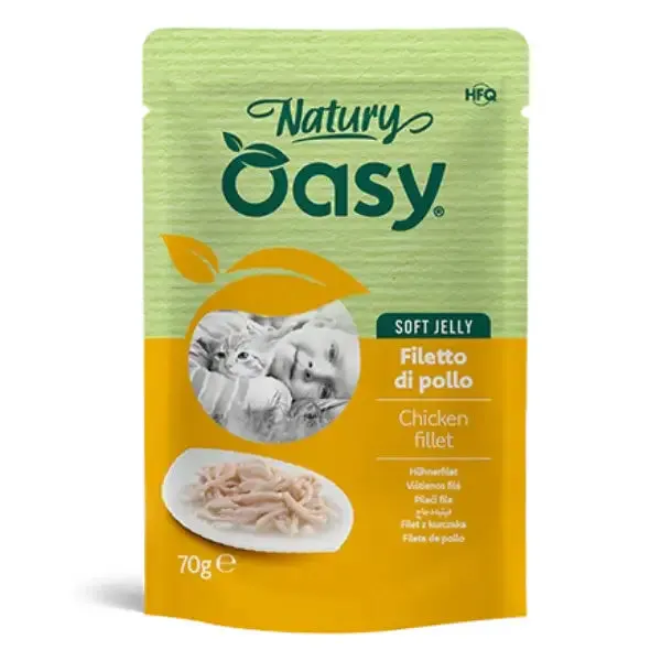 Oasy Natury Cat Adult Soft Jelly 70 gr Filetto di pollo - confezione da 24 pezzi - Cibo umido per gatti - immagine 1