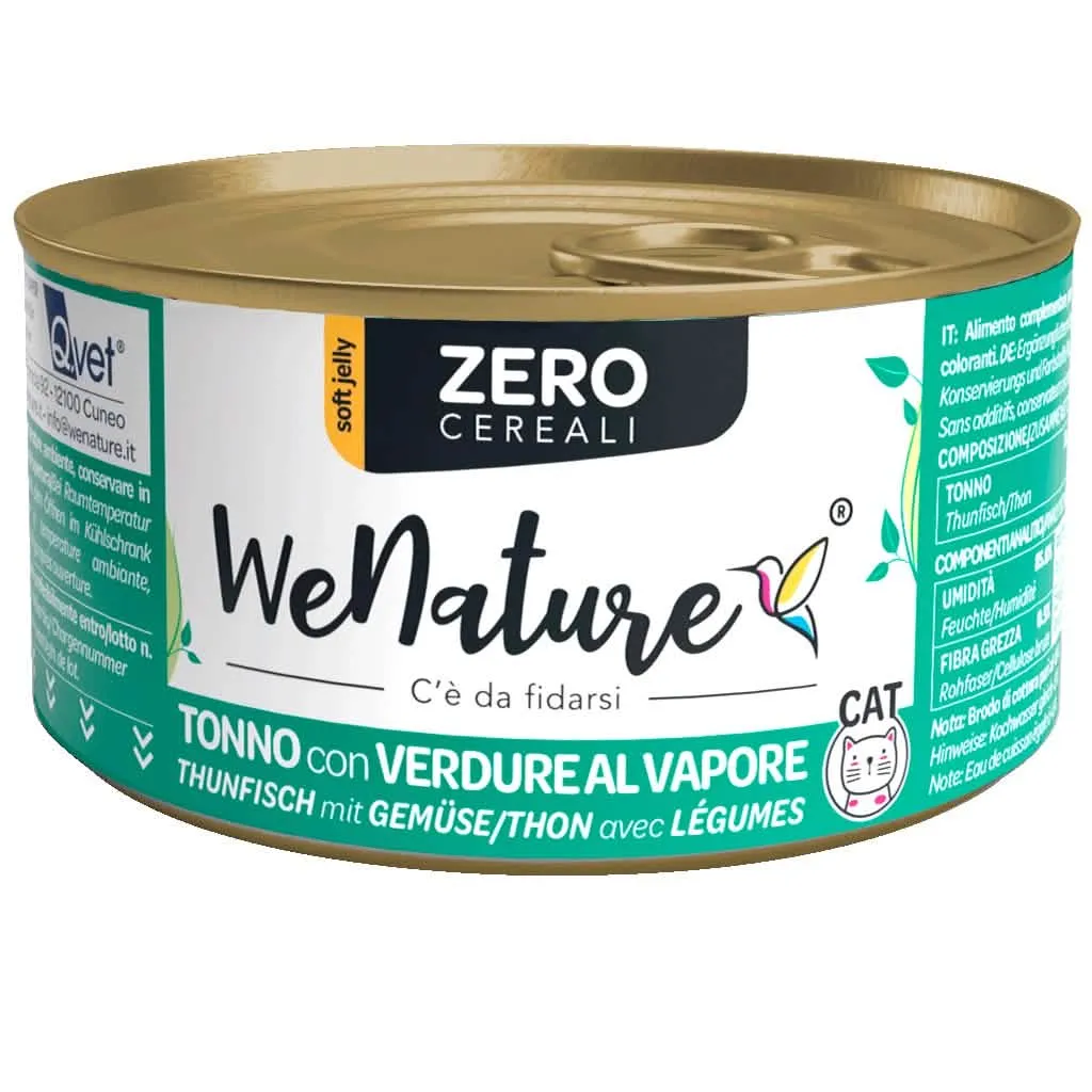 WENATURE GATTO ZERO CEREALI LATTINA IN JELLY ADULTO TONNO & VERDURE AL VAPORE 85 GR - immagine 1