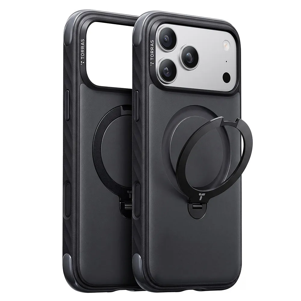 Custodia MagSafe per Apple iPhone 18 Pro / 17 Pro, Torras, Ostand Q3 Rugged, Nera - immagine 1