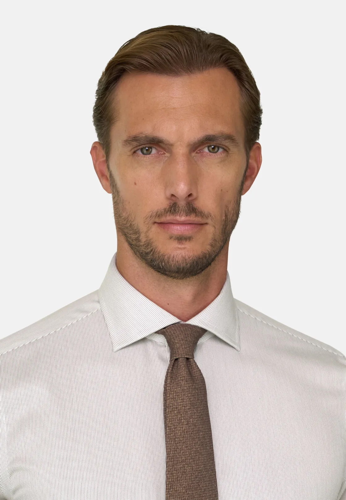 Boggi, Camicia A Righe In Cotone Non-iron Regular Fit, Uomo, Marrone, Taglia: 40 - immagine 3