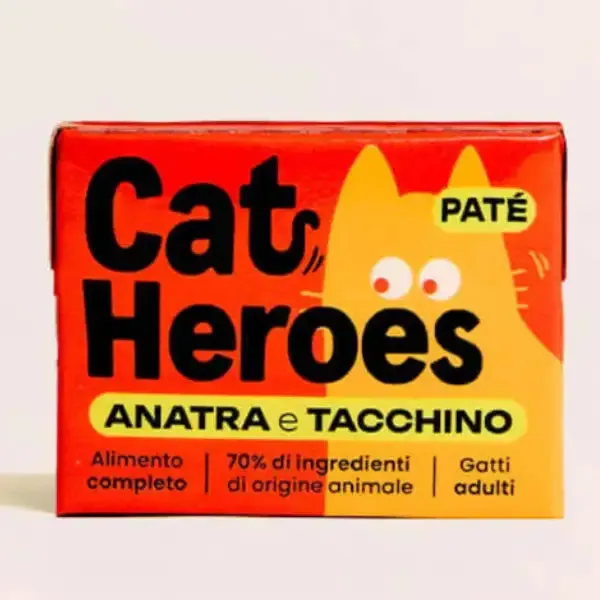 Cat Heroes Adult Patè Grain free cibo fresco da dispensa 95 gr Anatra e tacchino - confezione da 12 pezzi - immagine 1