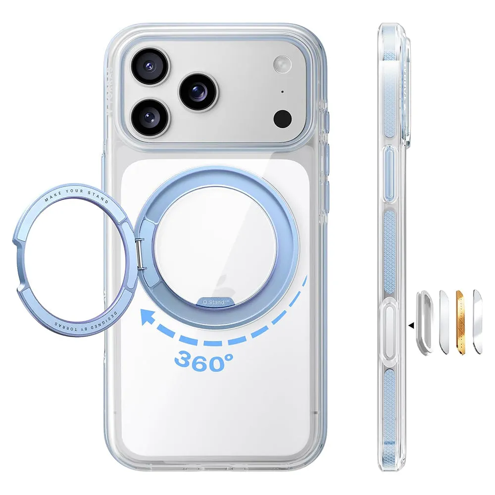 Custodia MagSafe per Apple iPhone 18 Pro / 17 Pro, Torras, Ostand O3 Light, Blu - immagine 1