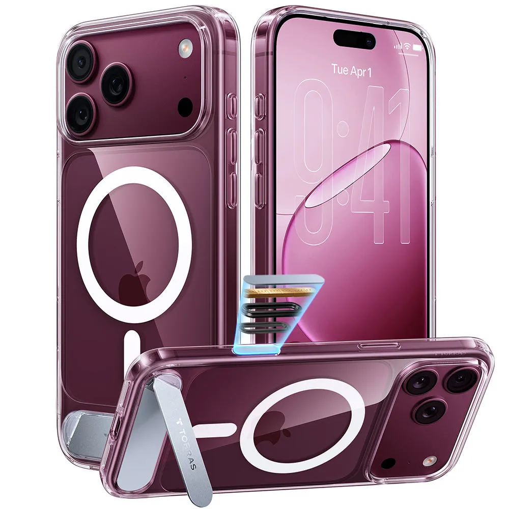 Custodia MagSafe per Apple iPhone 18 Pro Max / 17 Pro Max, Torras, Ostand L1 Guardian, Trasparente - immagine 1