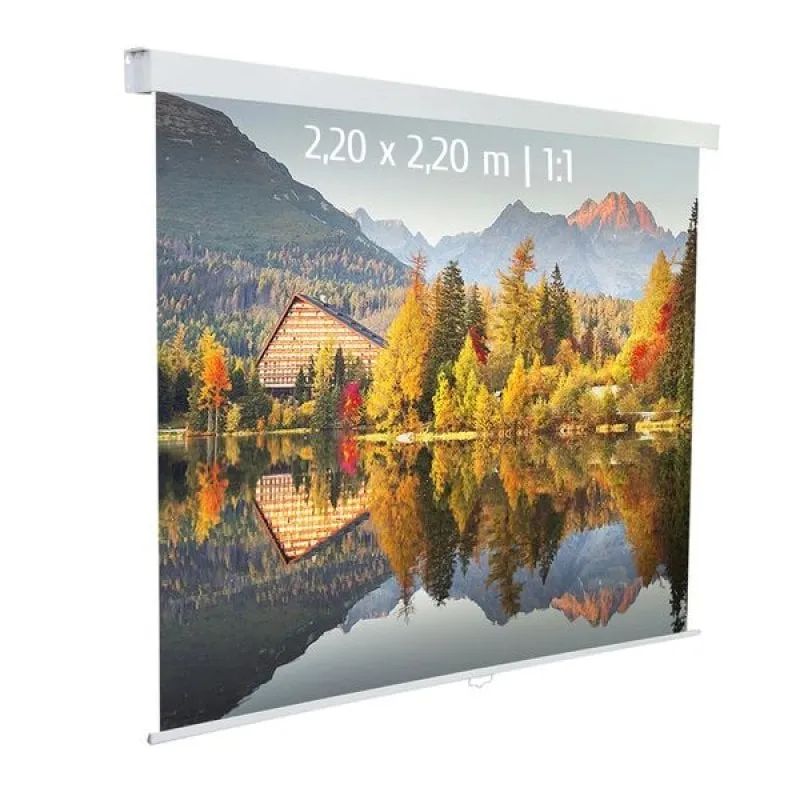Schermo per proiezione manuale Kimex 2,20x2,20m Formato 1:1 Tessuto bianco - immagine 1