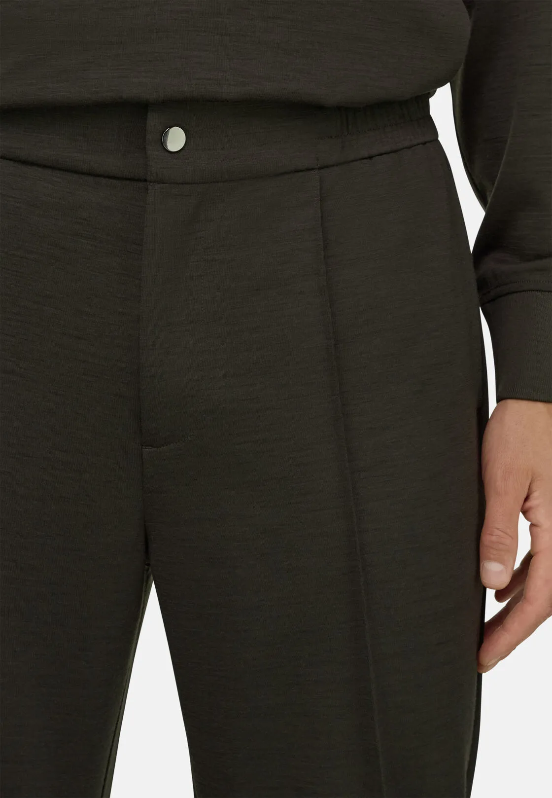 Boggi, Joggers In Misto Lana Wooltech, Uomo, Militare, Taglia: L - immagine 3