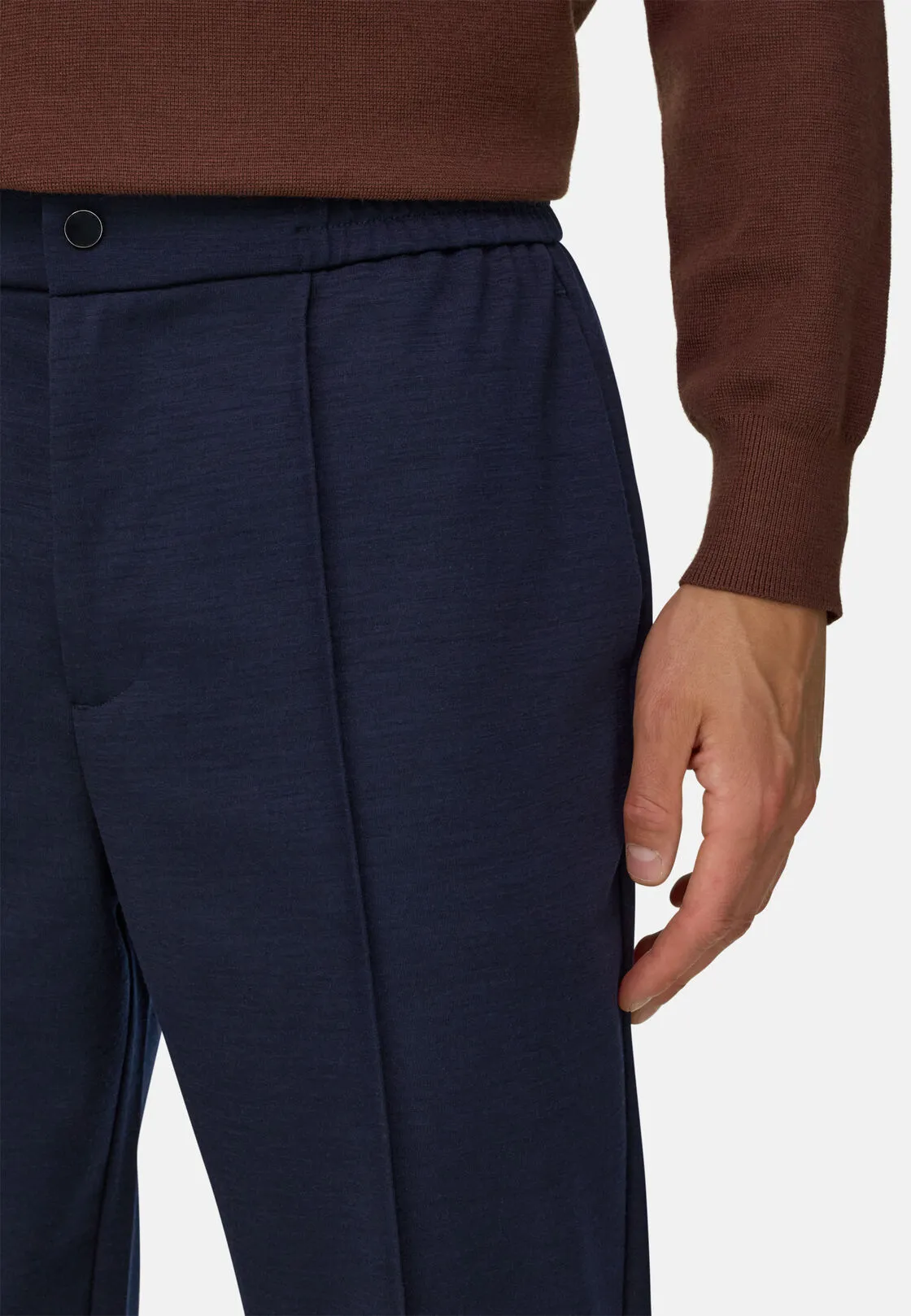 Boggi, Joggers In Misto Lana Wooltech, Uomo, Navy, Taglia: M - immagine 3