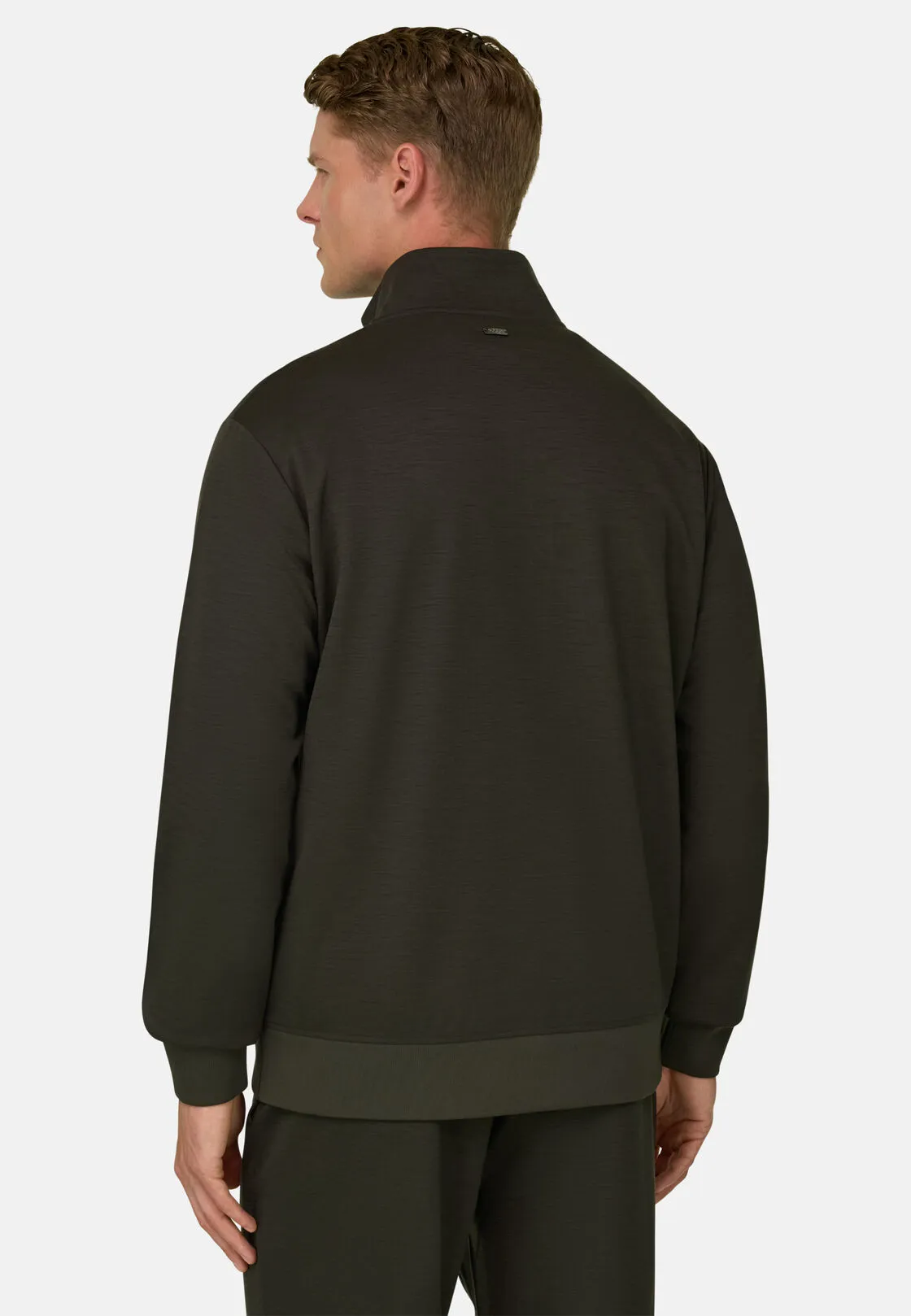 Boggi, Felpa Mezza Zip In Misto Lana Wooltech, Uomo, Militare, Taglia: L - immagine 4