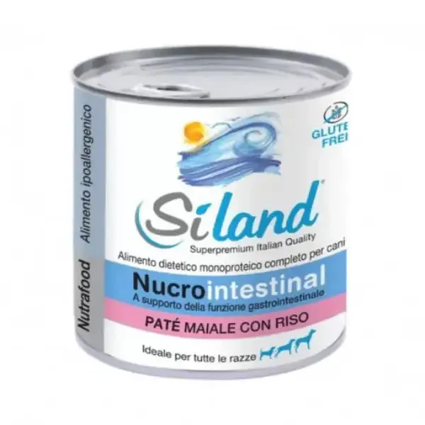 Siland Diet Nucrointestinal assorbimento intestinale Patè 400 gr Maiale con riso - confezione da 6 pezzi - Dieta veterinaria per cani - immagine 1