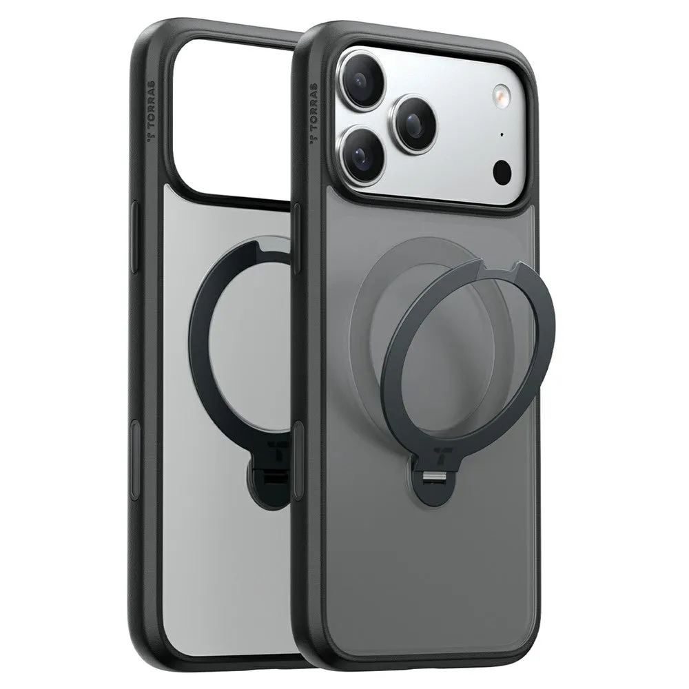 Custodia MagSafe per Apple iPhone 18 Pro Max / 17 Pro Max, Torras, Ostand Spin, Nera - immagine 1