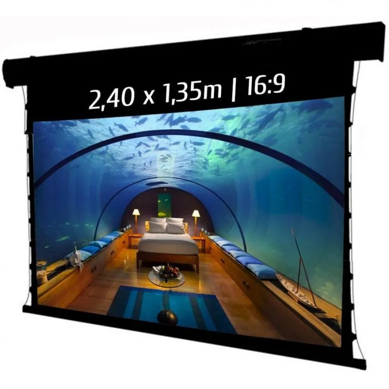 Schermo Proiezione Kimex 049-3614W Motorizzato Tensionato 2,40x1,35m 16:9 Wi-Fi Nero - immagine 1