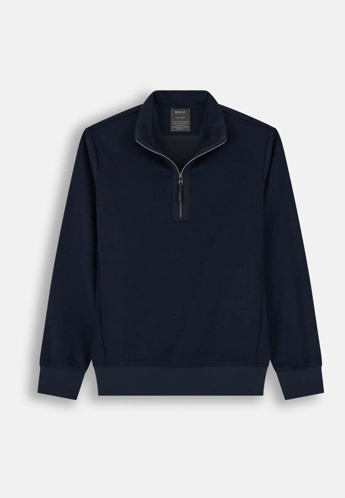 Boggi, Felpa Mezza Zip In Misto Lana Wooltech, Uomo, Navy, Taglia: S - immagine 5