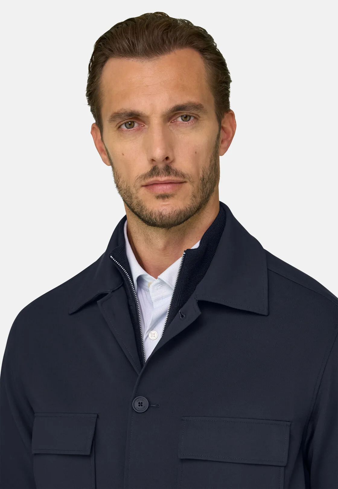 Boggi, Giacca Camicia Double Nylon Stretch B Tech, Uomo, Navy, Taglia: L - immagine 3