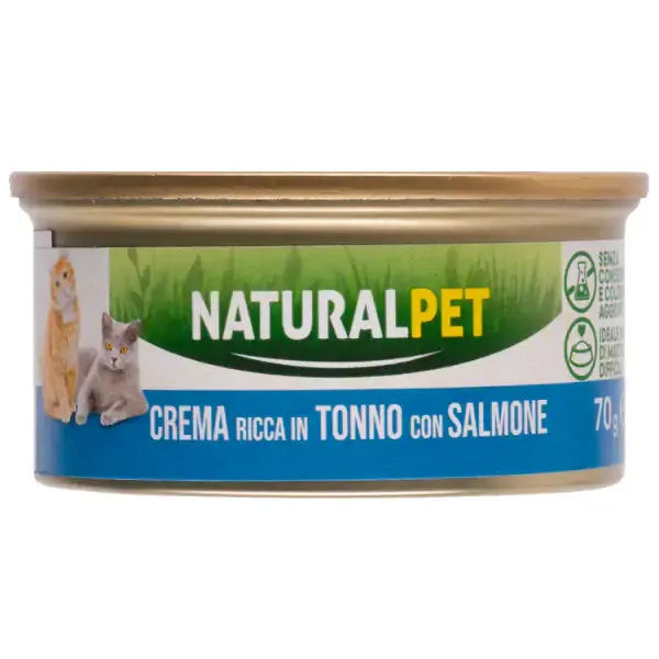 NaturalPet Cat Adult Crema 70 gr Tonno con salmone - confezione da 6 pezzi - immagine 1