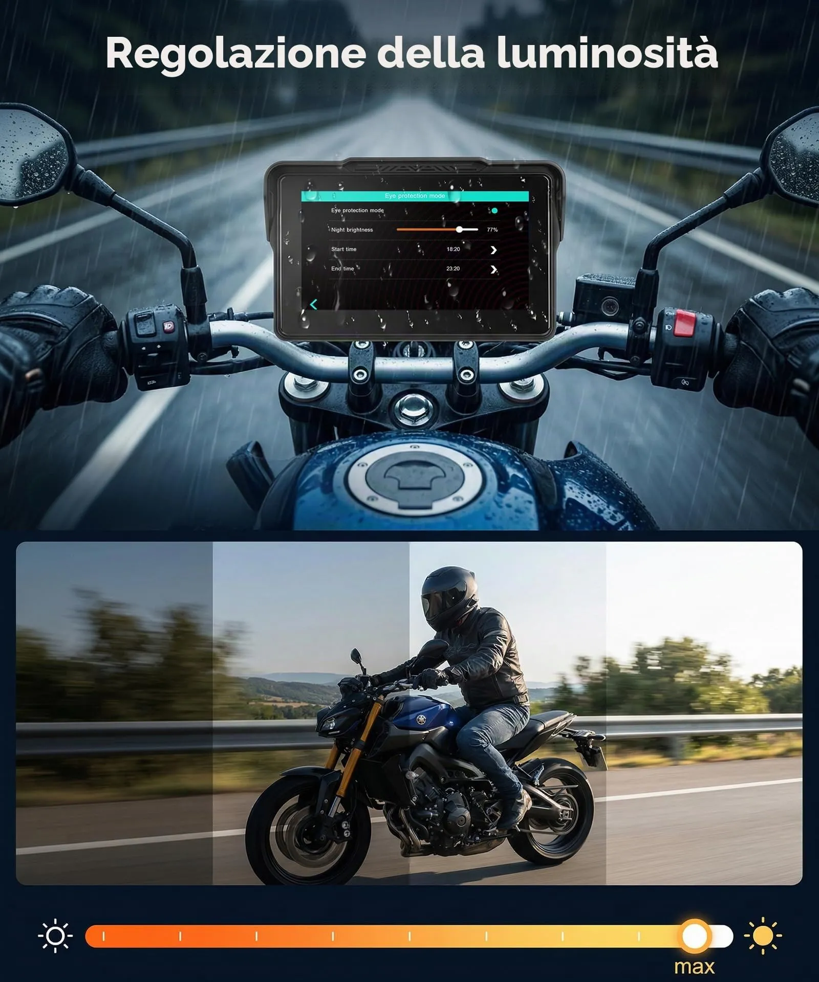 Rimoody Wireless Carplay Display Motociclo Android Auto, 7 Pollici Touchscreen Car play Autoradio Portatile per Motorbike, CarPlay Monitor per Moto Bluetooth/IP68 Impermeabile/Controllo Vocale/Navi - immagine 8