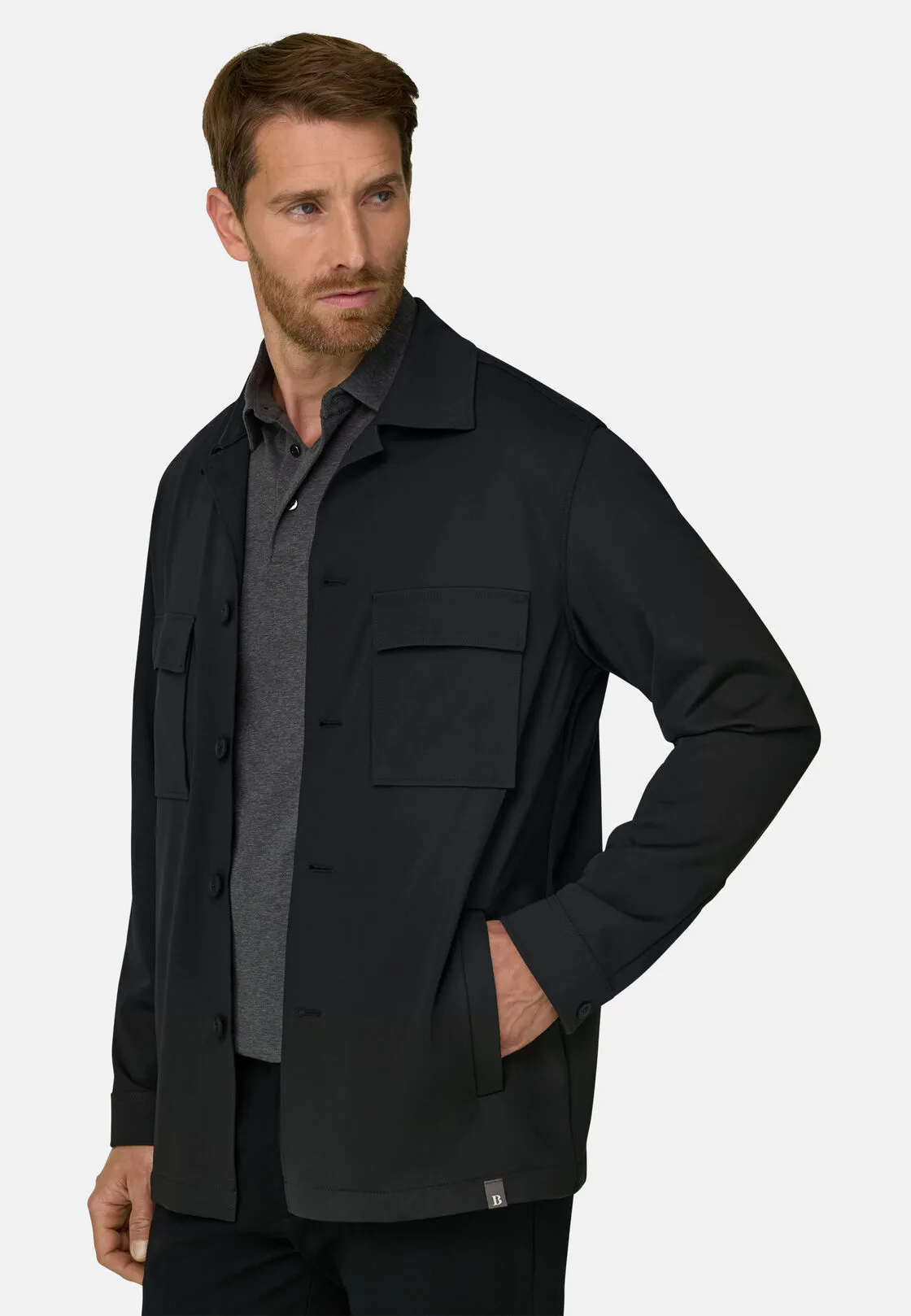 Boggi, Giacca Camicia Double Nylon Stretch B Tech, Uomo, Nero, Taglia: L - immagine 1