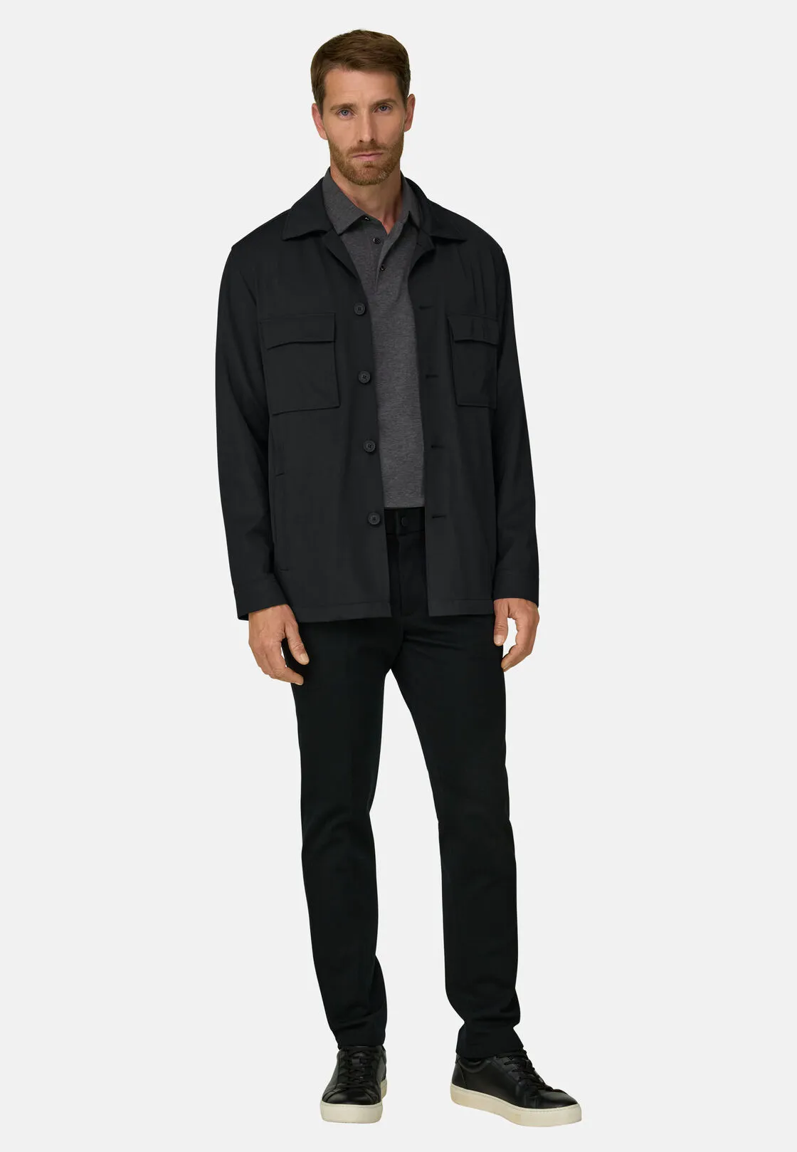 Boggi, Giacca Camicia Double Nylon Stretch B Tech, Uomo, Nero, Taglia: M - immagine 2