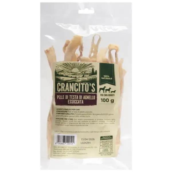 Crancito's snack naturale Dog Adult Pelle di testa di Agnello 100 gr - immagine 1