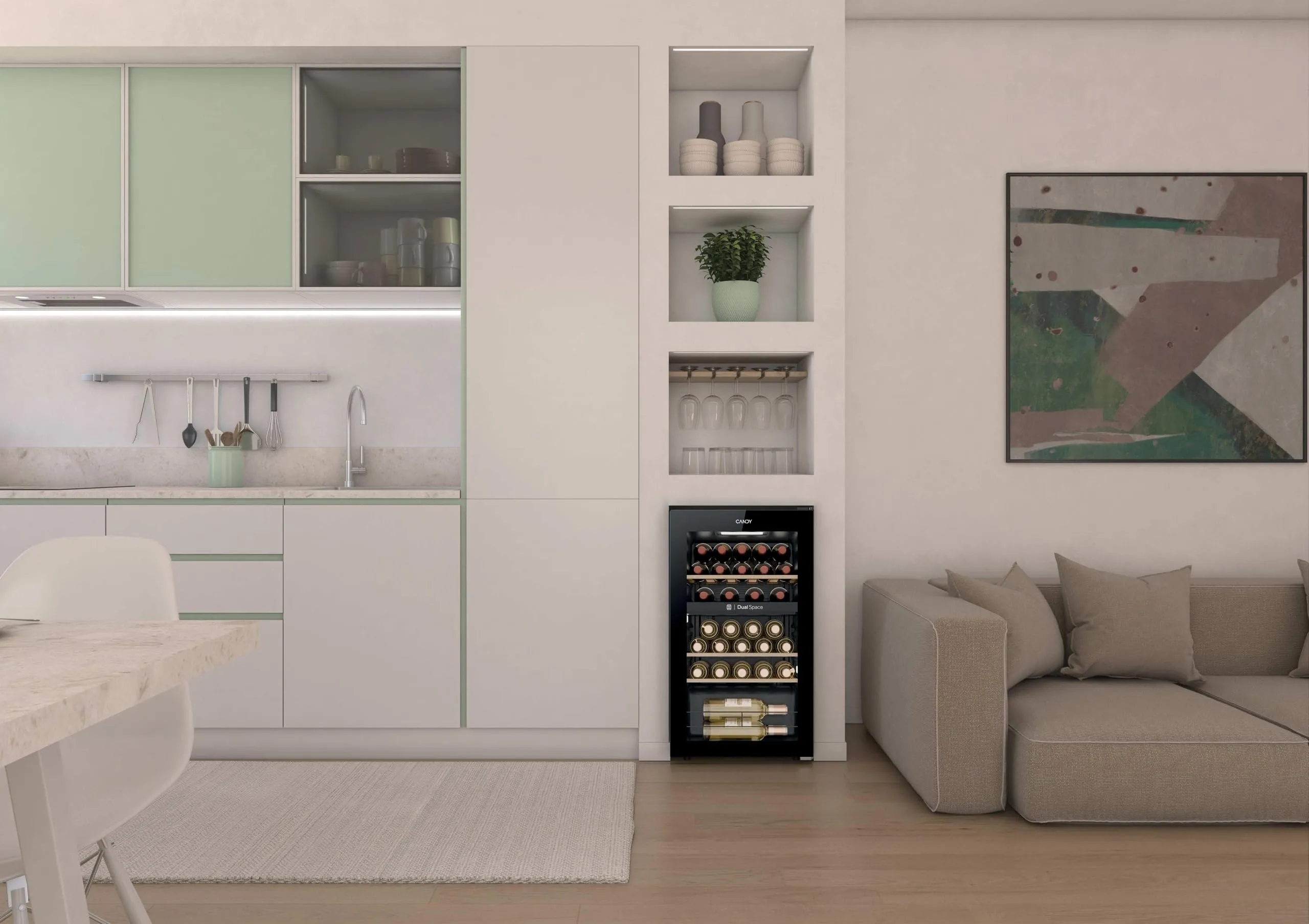 Candy DiVino Cantinetta Vino 32 Bottiglie, Doppia Zona, Nero - immagine 7