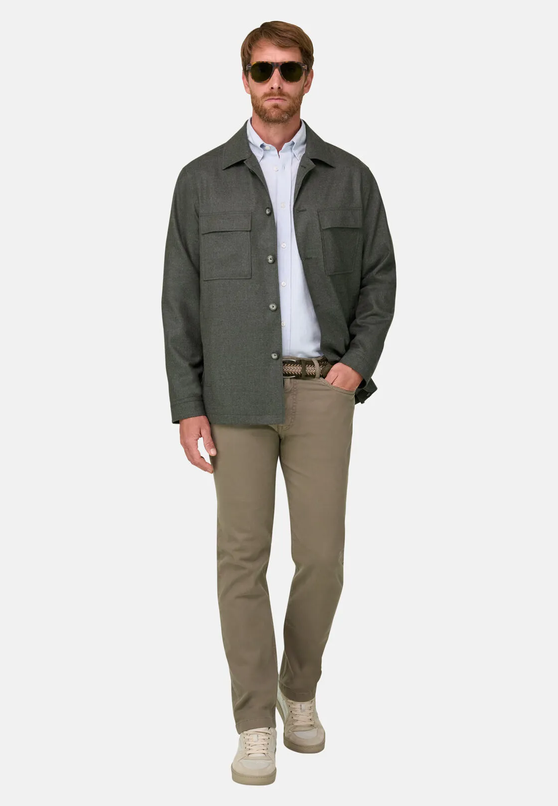 Boggi, Giacca Camicia In Flanella Di Lana, Uomo, Militare, Taglia: S - immagine 2
