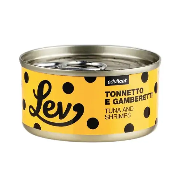 Lev Cat Adult Complementare 70 gr Tonnetto e gamberetti - confezione da 24 pezzi - Cibo umido per gatti - immagine 1