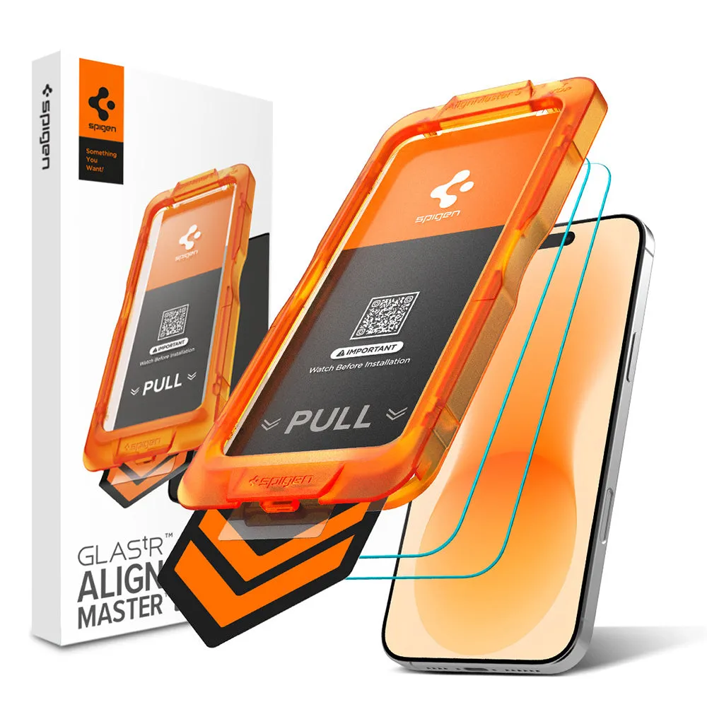 Pellicola protettiva per schermo Spigen GlastR AlignMaster S per Apple iPhone 18 Pro / 17 Pro, Vetro temperato, Full Glue, Set 2 pezzi AGL10105 - immagine 1