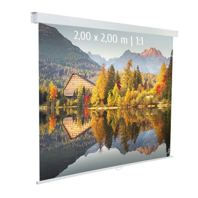 Schermo per proiezione manuale Kimex 2x2m formato 1:1 in tessuto bianco - immagine 1