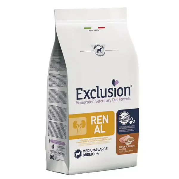 Exclusion Diet Renal Medium/Large Breed Maiale Sorgo e Riso 2 kg - Dieta veterinaria per cani - immagine 1