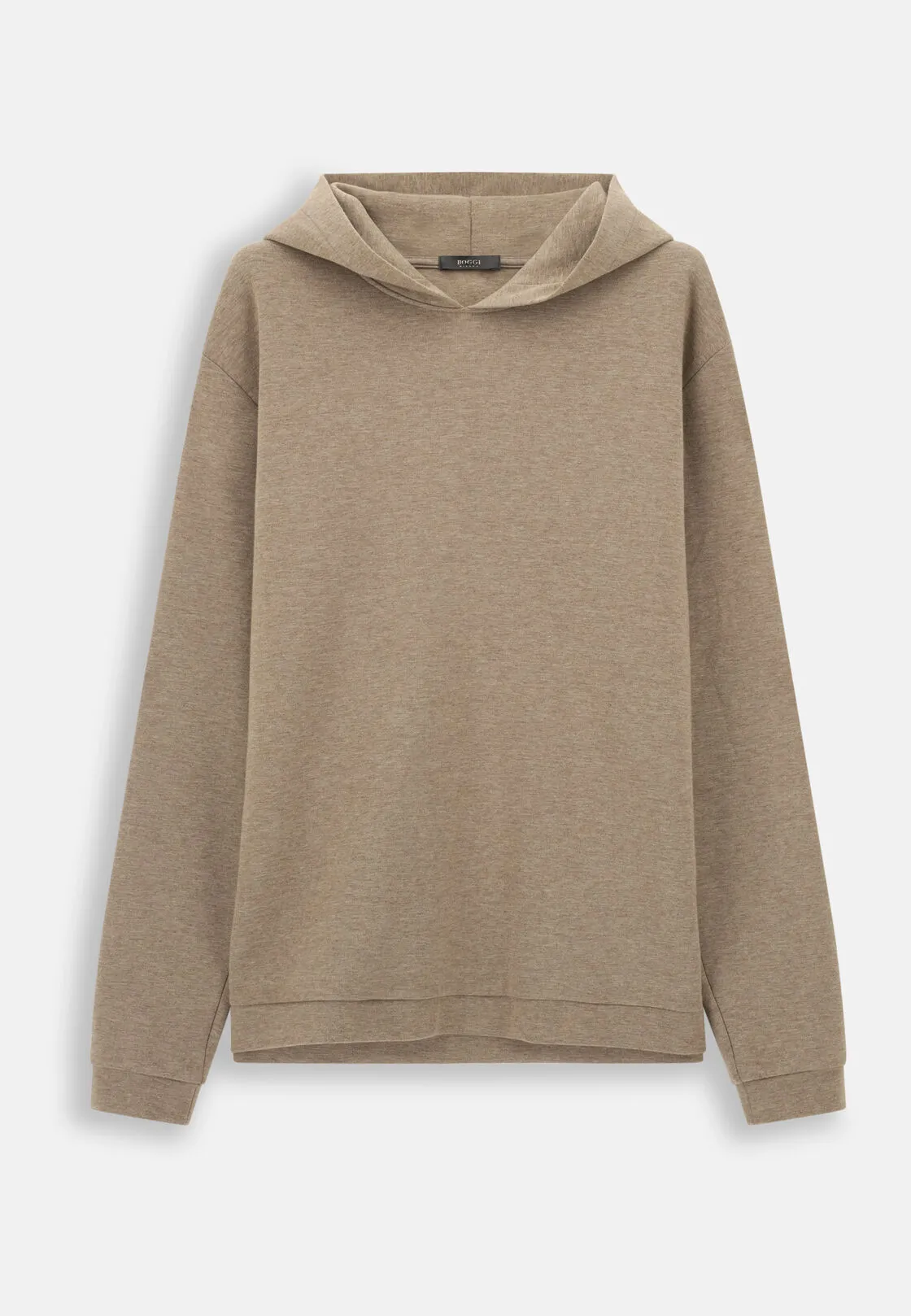 Boggi, Felpa Cappuccio In Misto Cotone Scuba Melange, Uomo, Biscotto, Taglia: M - immagine 5