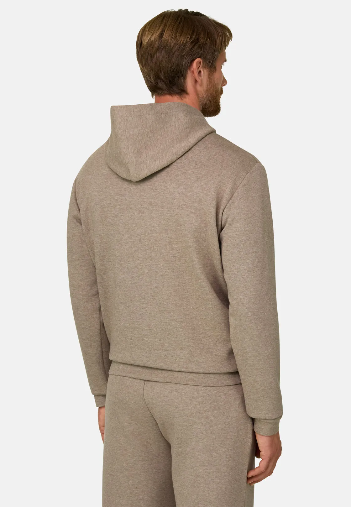 Boggi, Felpa Cappuccio In Misto Cotone Scuba Melange, Uomo, Biscotto, Taglia: S - immagine 4