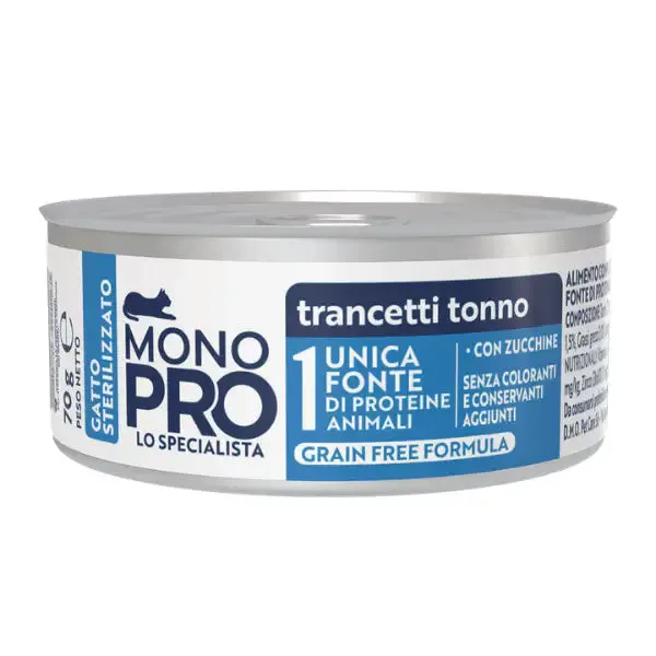 Monopro lo specialista Cat Adult Sterilised Grain free Trancetti 70 gr Tonno con zucchine - immagine 1