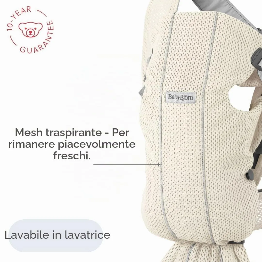 BabyBjörn Marsupio Mini, Mesh 3D, Crema - immagine 6