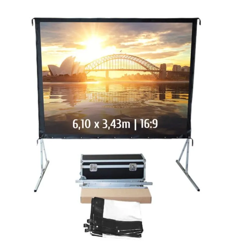 Schermo per proiezioni mobile Kimex con struttura pieghevole 6,10x3,43 m Formato 16:9 Proiezione frontale - immagine 1