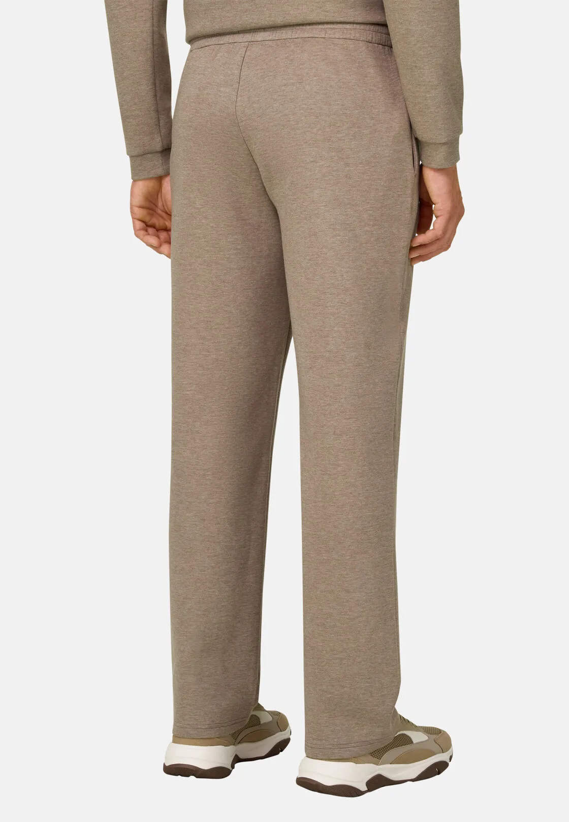Boggi, Joggers In Misto Cotone Scuba Melange, Uomo, Biscotto, Taglia: L - immagine 5