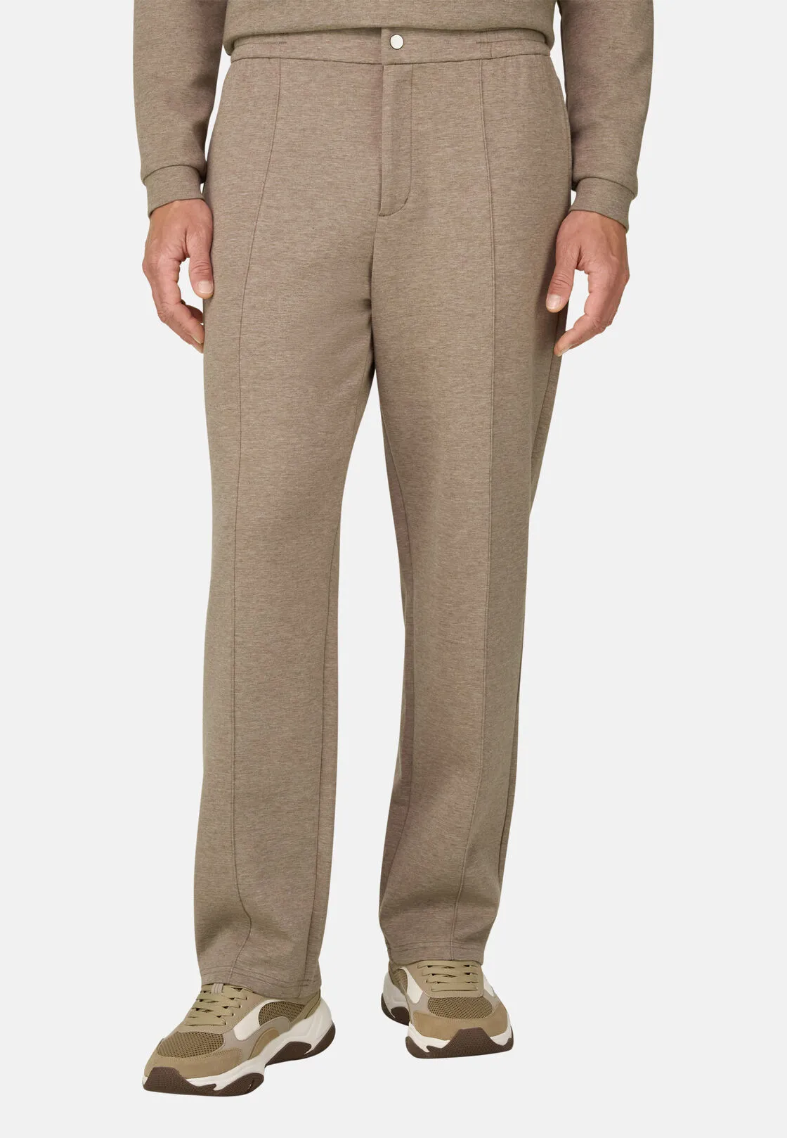 Boggi, Joggers In Misto Cotone Scuba Melange, Uomo, Biscotto, Taglia: S - immagine 1