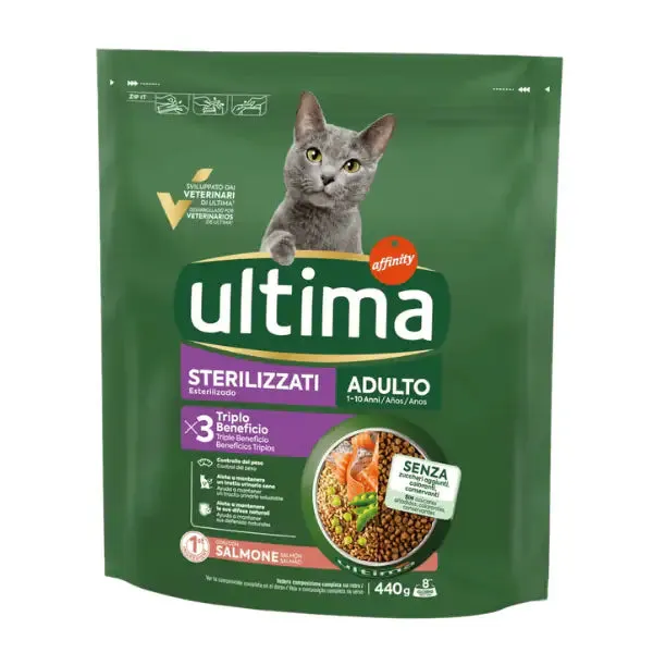 Ultima Cat Adult Sterilised con salmone 440 gr - Croccantini per gatti - immagine 1
