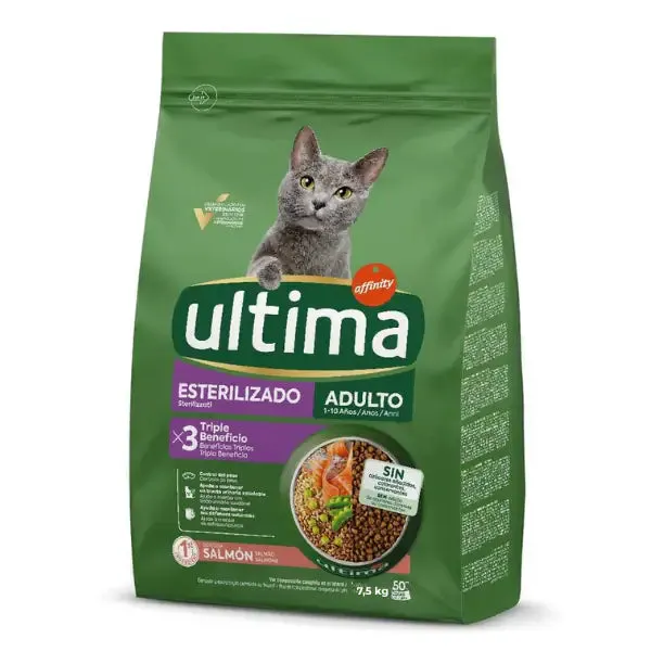 Ultima Cat Adult Sterilised con salmone 7,5 kg (scadenza: 31/03/2027) - Croccantini per gatti - immagine 1