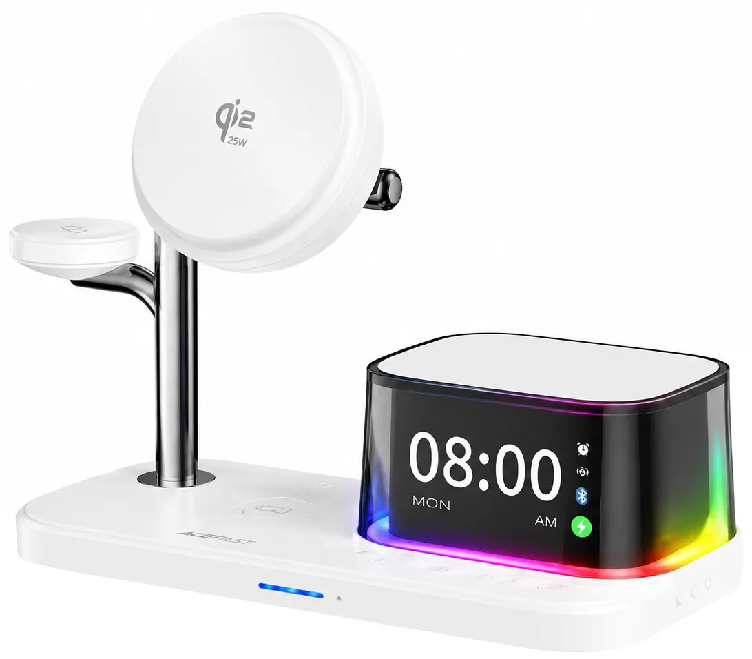 Caricatore Wireless da Rete con Cassa Bluetooth XO Design CX045 5in1, 25W, Bianco - immagine 1