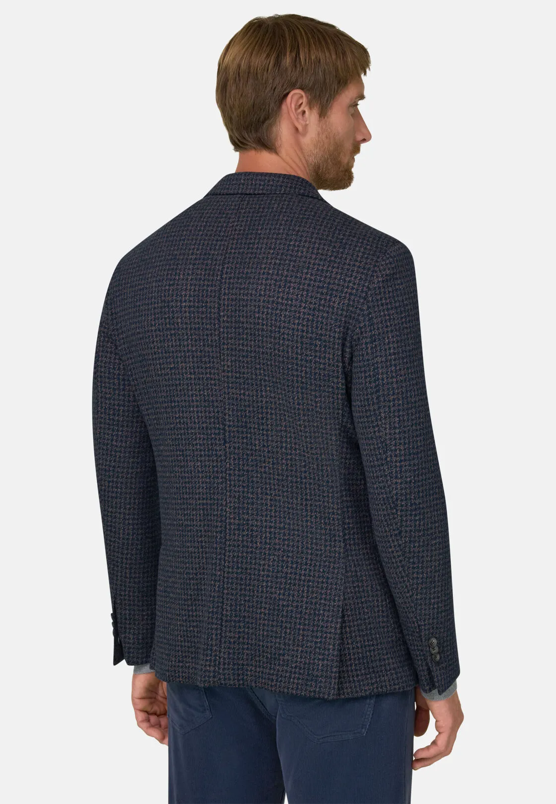 Boggi, Giacca Pied De Poule In Misto Cotone B Jersey, Uomo, Navy, Taglia: 48 - immagine 4