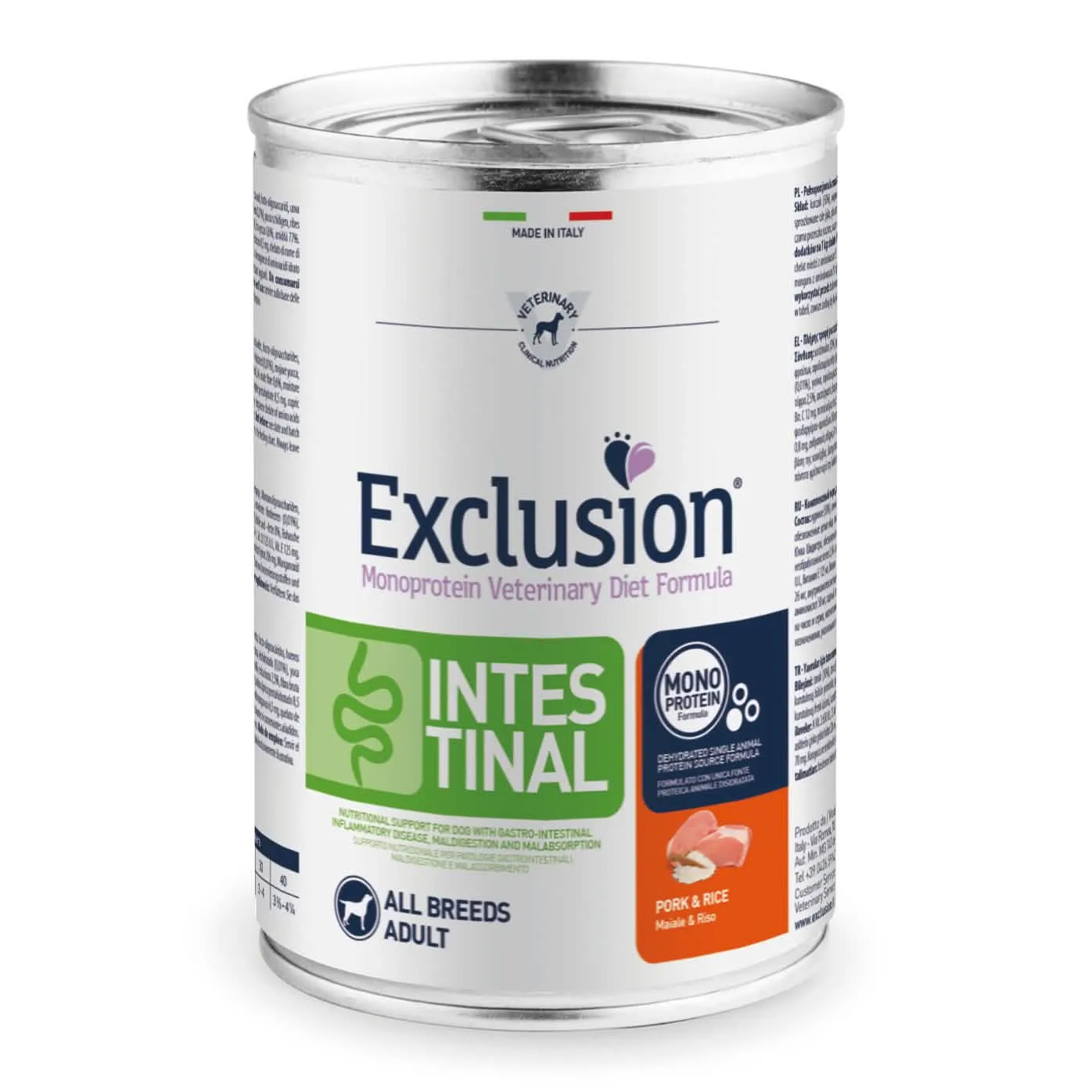 Exclusion monoprotein veterinary diet formula intestinal pork and rice 400 g - immagine 1