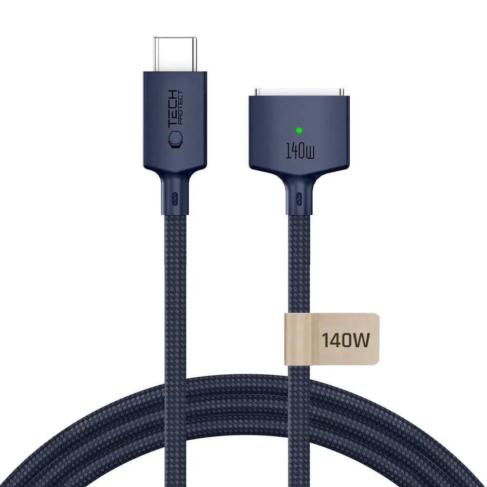 Cavo di Ricarica Tech-Protect MMC01 Ultraboost, USB-C - MagSafe 3, 140W, 3m, Blu Navy - immagine 1